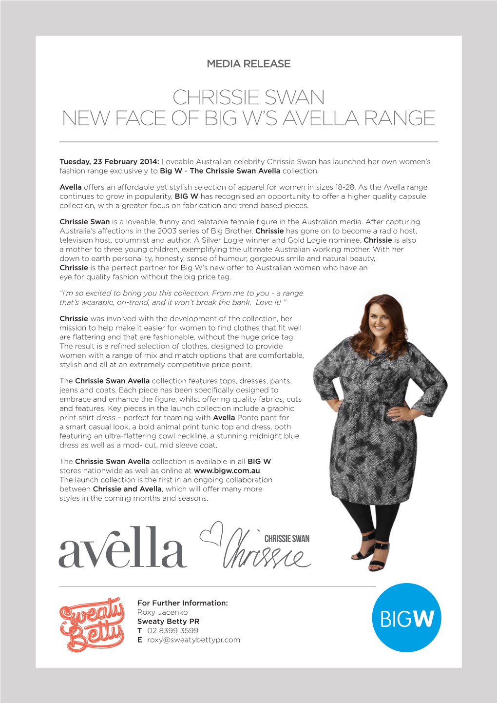 Chrissie Swan New Face of Big W's Avella Range