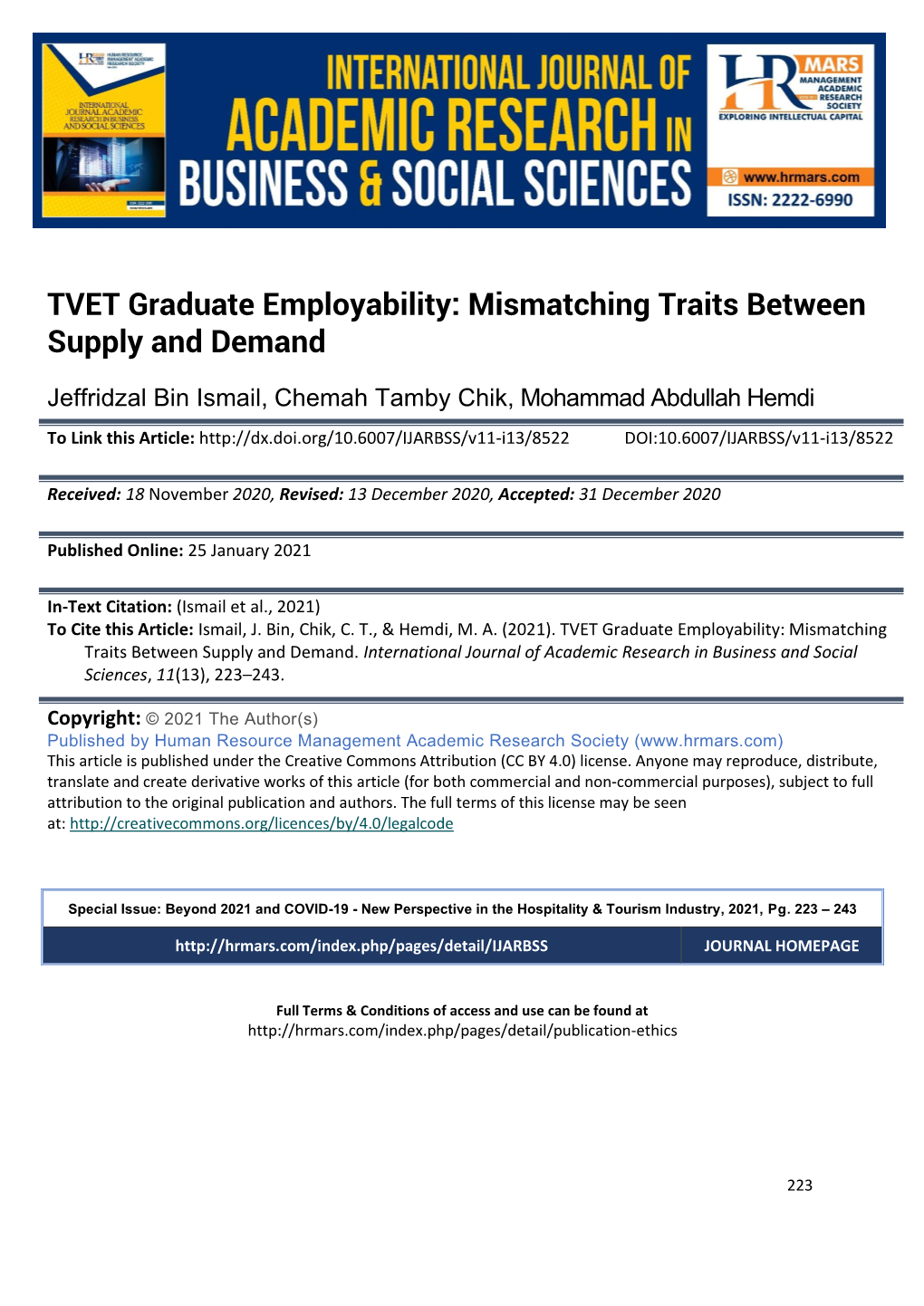 TVET Graduate Employability: Mismatching Traits Between Supply and Demand