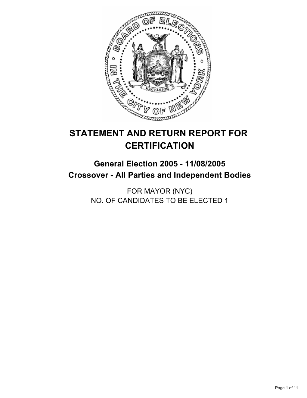 Statement and Return Report for Certification