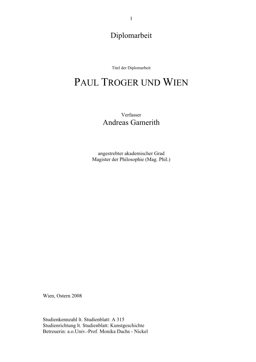 Paul Troger Und Wien