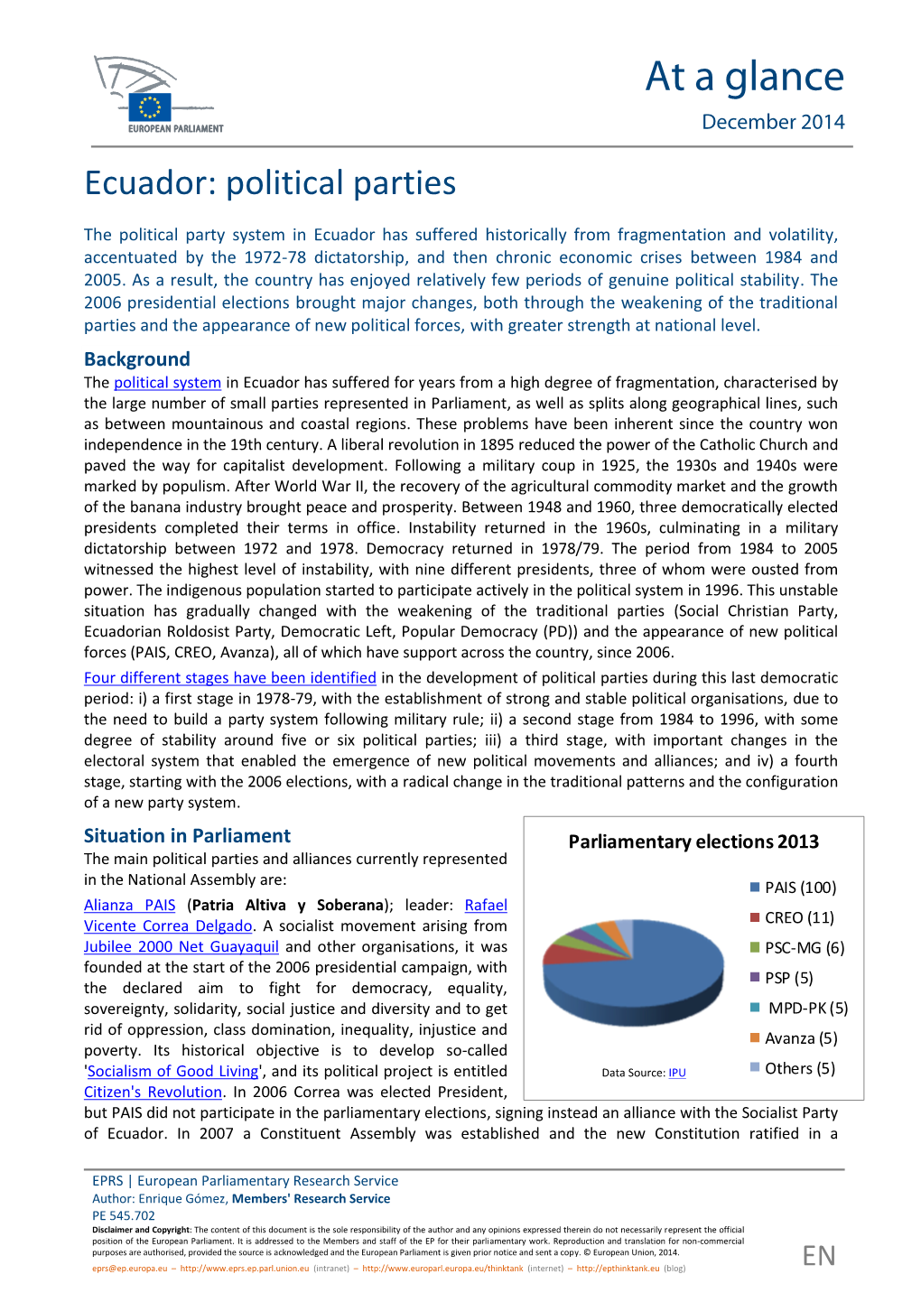 Briefing European Parliamentary Research Service