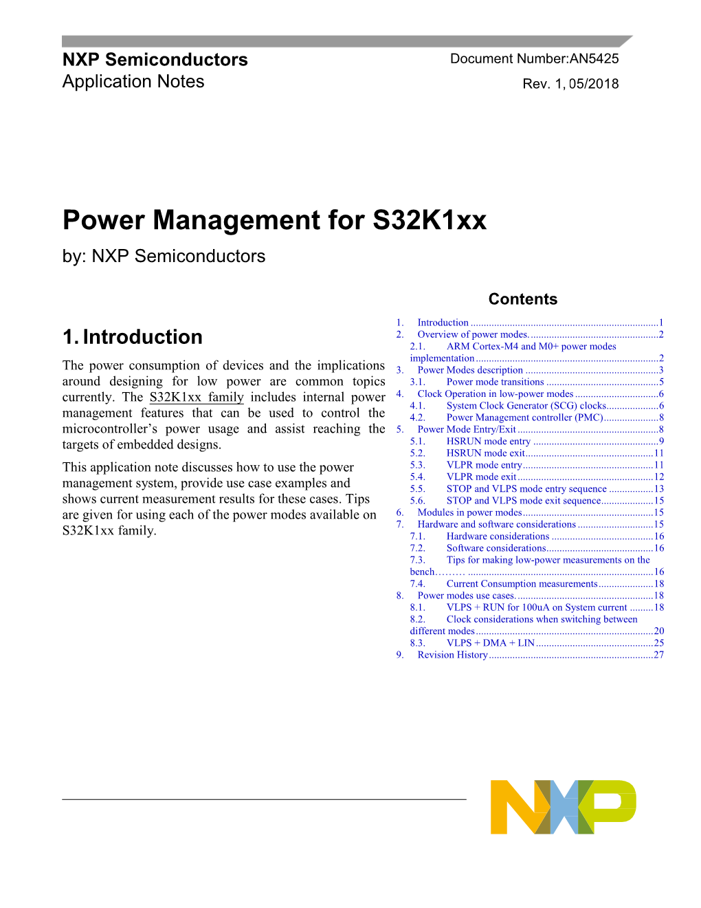 AN5425: Power Management for S32k1xx – Application Note