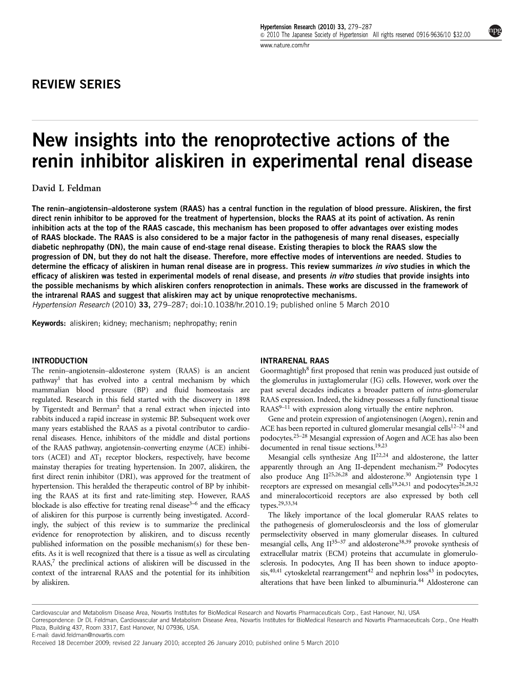 New Insights Into the Renoprotective Actions of the Renin Inhibitor Aliskiren in Experimental Renal Disease