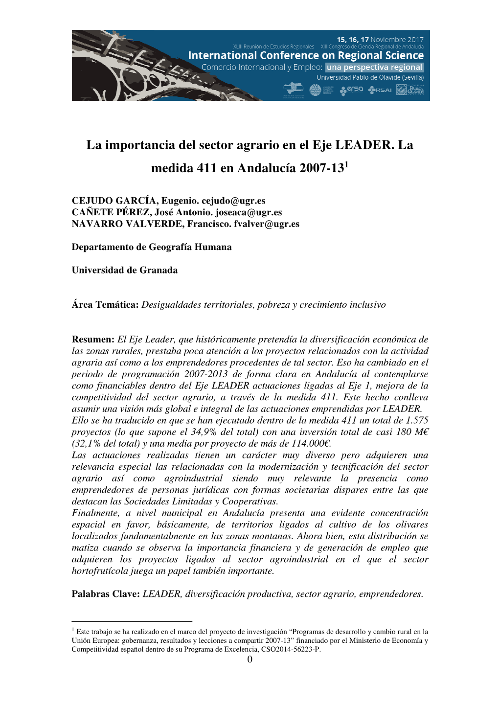 Sector Agrario Y LAEDER Cejudo Y Otros