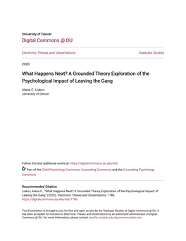 A Grounded Theory Exploration of the Psychological Impact of Leaving the Gang