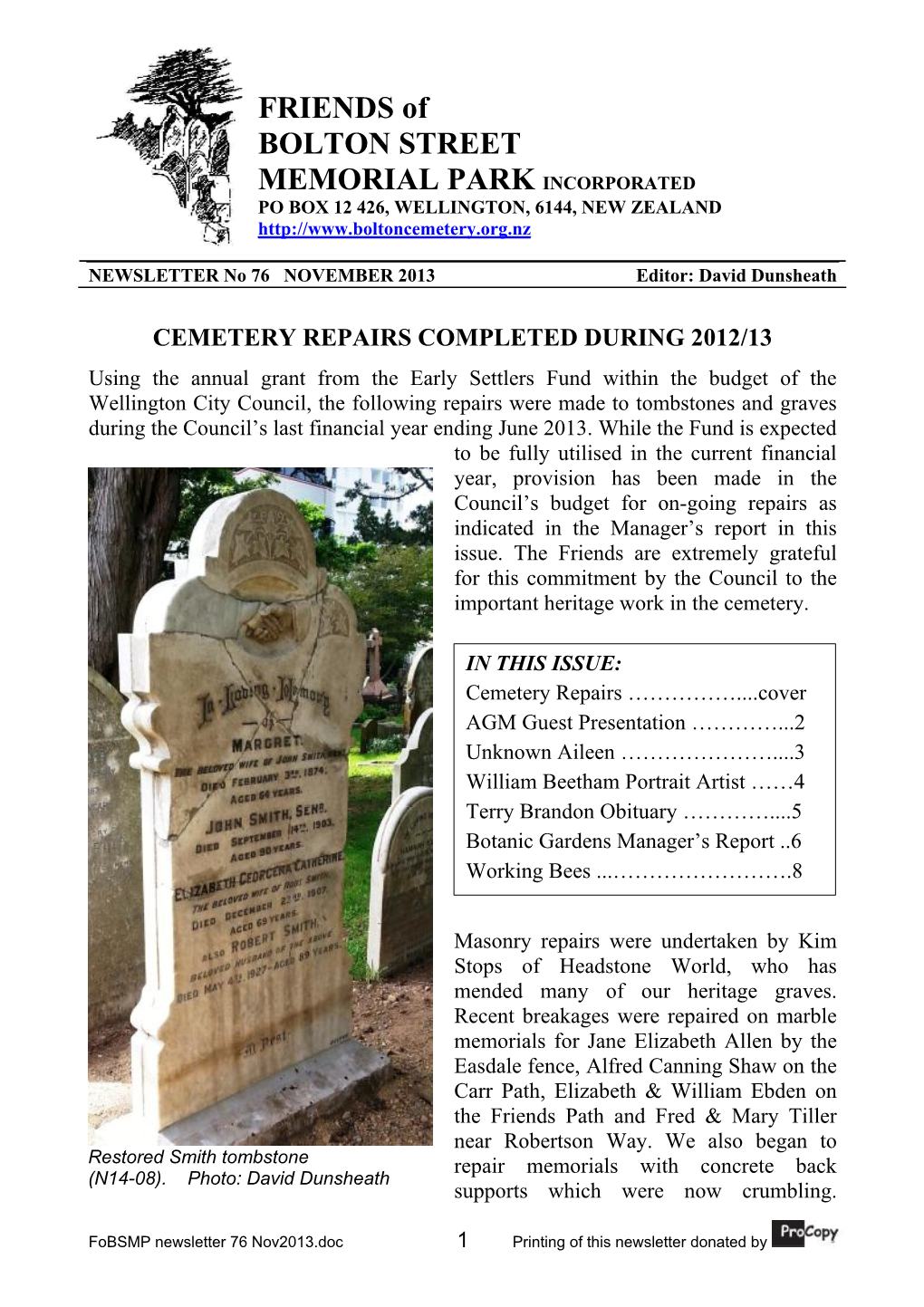 Fobsc Newsletter 76 Nov13