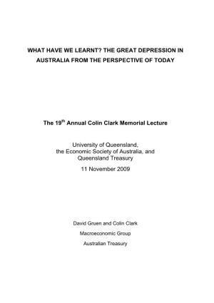 The 19Th Annual Colin Clark Memorial Lecture