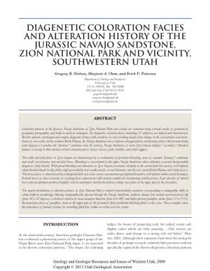 Diagenetic Coloration Facies and Alteration History of the Jurassic Navajo Sandstone, Zion National Park and Vicinity, Southwestern Utah