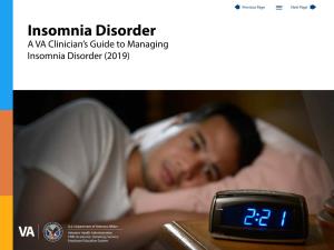Insomnia Disorder a VA Clinician’S Guide to Managing Insomnia Disorder (2019) Contents Insomnia Disorder