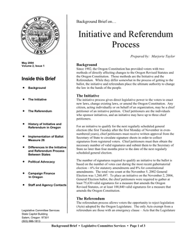 Initiative and Referendum Process