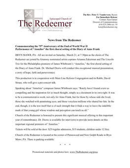 News from the Redeemer