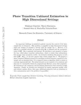 Phase Transition Unbiased Estimation in High Dimensional Settings Arxiv