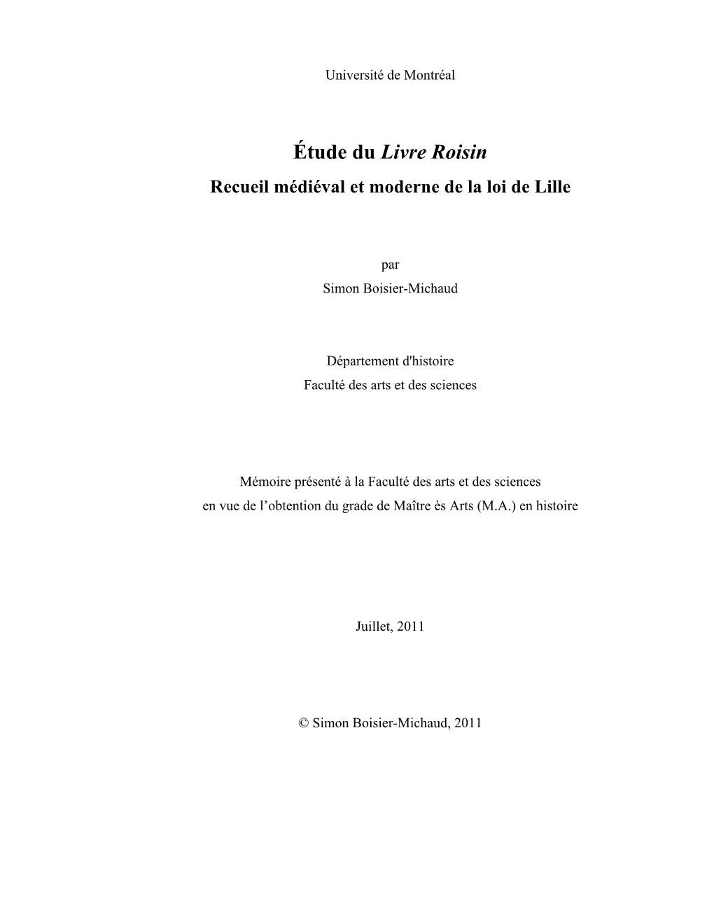 Étude Du Livre Roisin Recueil Médiéval Et Moderne De La Loi De Lille