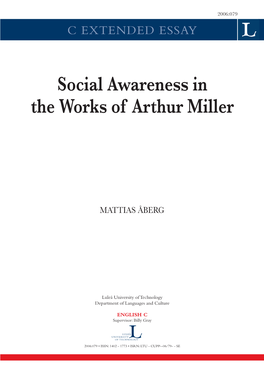 Social Awareness in the Works of Arthur Miller
