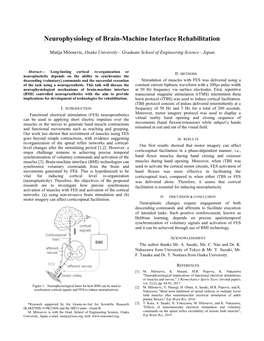 Brain-Machine Interface: from Neurophysiology to Clinical