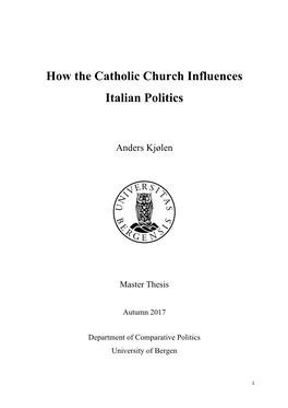 How the Catholic Church Influences Italian Politics