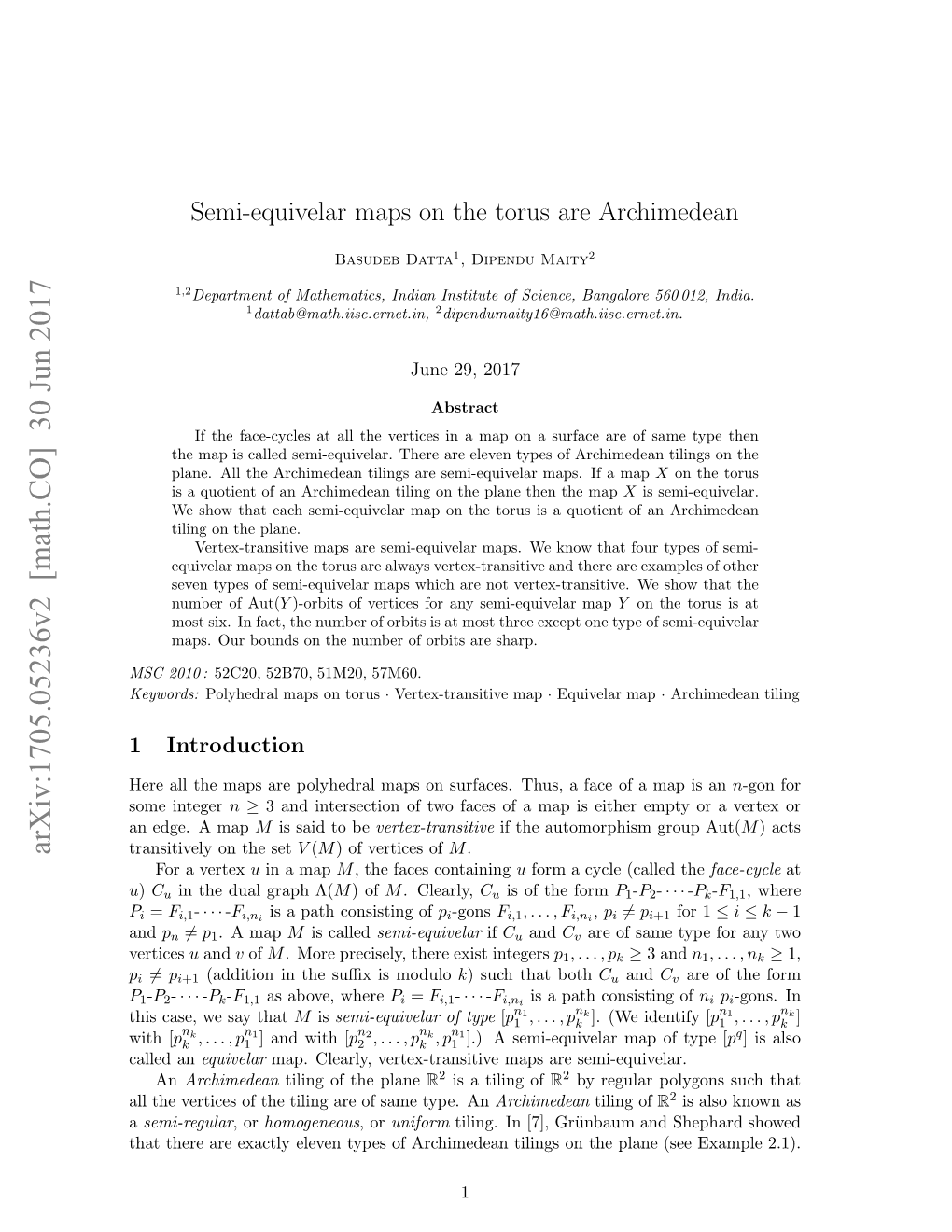 Semi-Equivelar Maps on the Torus Are Archimedean