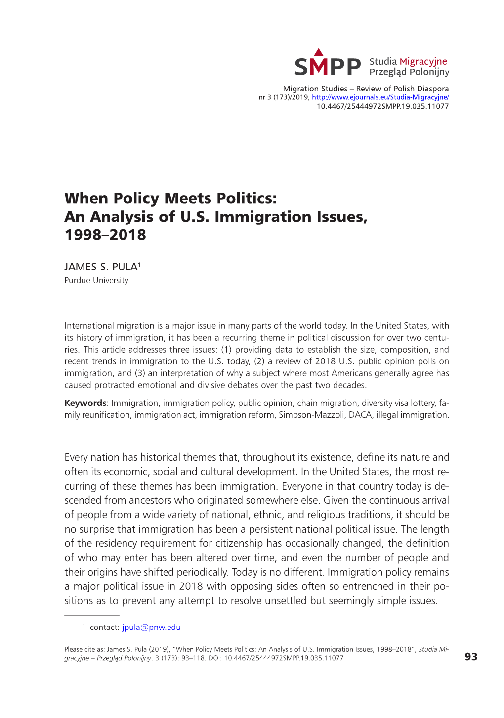 When Policy Meets Politics: an Analysis of U.S. Immigration Issues, 1998–2018