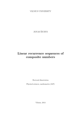 Linear Recurrence Sequences of Composite Numbers