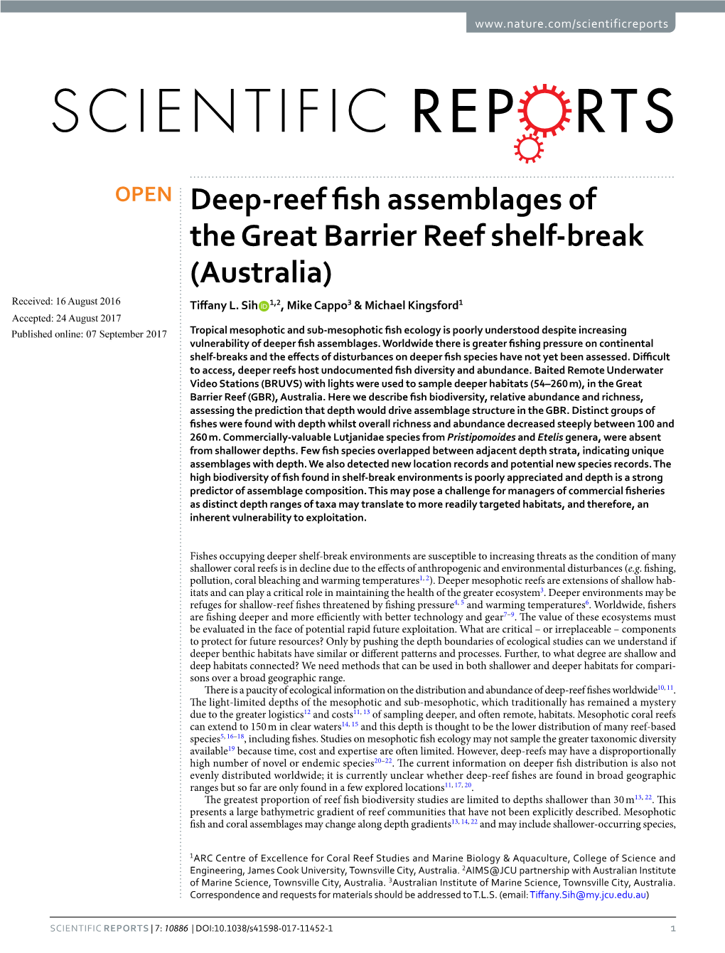 Deep-Reef Fish Assemblages of the Great Barrier Reef Shelf-Break (Australia)