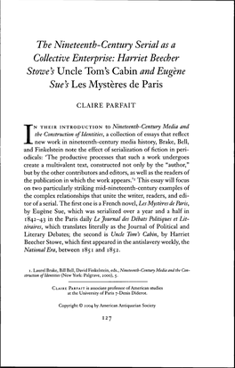 Harriet Beecher Stowe^S Uncle Tom's Cabin and Eugene Sue's Les Mystères De Paris
