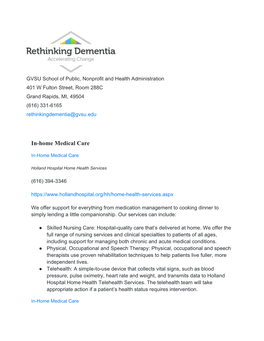 View the Complete Listing of Dementia Services in the West Michigan Area