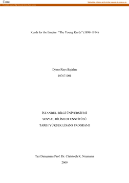 Kurds for the Empire: “The Young Kurds” (1898-1914)