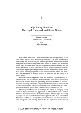 Adjudicating Homicide: the Legal Framework and Social Norms