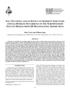 Salt Tectonics and Its Effect on Sediment Structure and Gas Hydrate Occurrence in the Northwestern Gulf of Mexico from 2D Multichannel Seismic Data