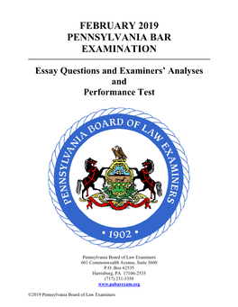 February 2019 PA Bar Exam Questions and Analyses