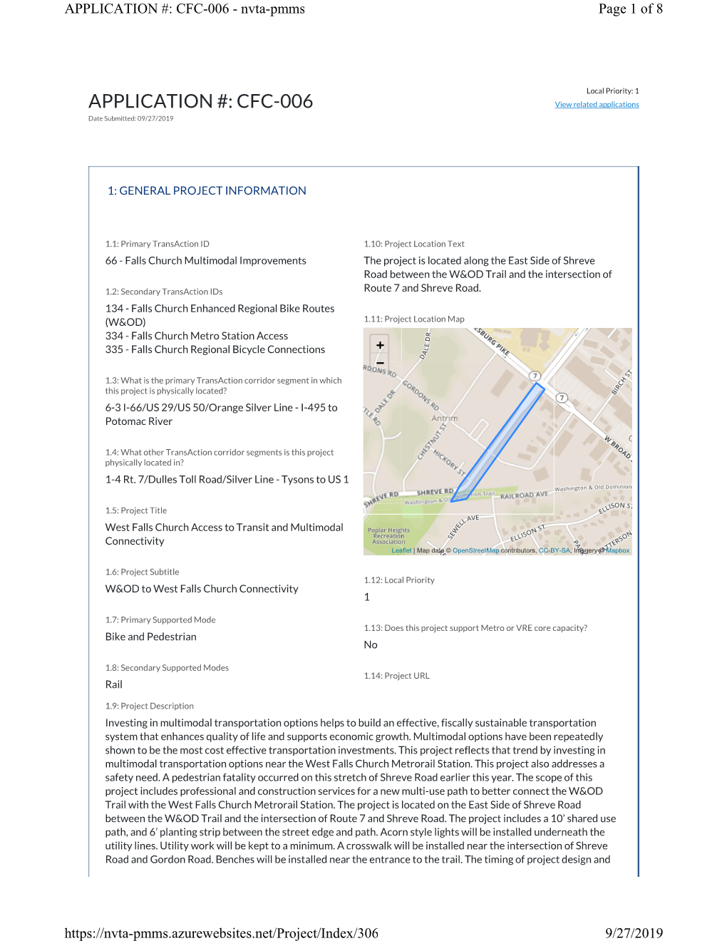 APPLICATION #: CFC -006 - Nvta -Pmms Page 1 of 8