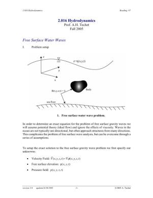 2.016 Hydrodynamics Free Surface Water Waves