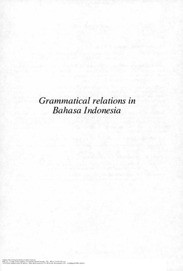 Grammatical Relations in Bahasa Indonesia
