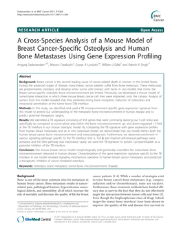 A Cross-Species Analysis of a Mouse Model of Breast Cancer-Specific