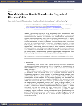 New Metabolic and Genetic Biomarkers for Diagnosis of Ulcerative Colitis