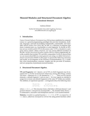 Monoid Modules and Structured Document Algebra (Extendend Abstract)