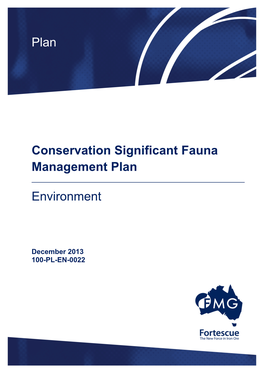 Plan Conservation Significant Fauna Management Plan Environment