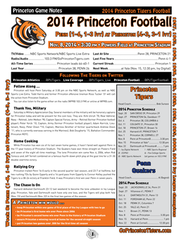 2014 Princeton Football Penn (1-6, 1-3 Ivy) at Princeton (4-3, 3-1 Ivy)