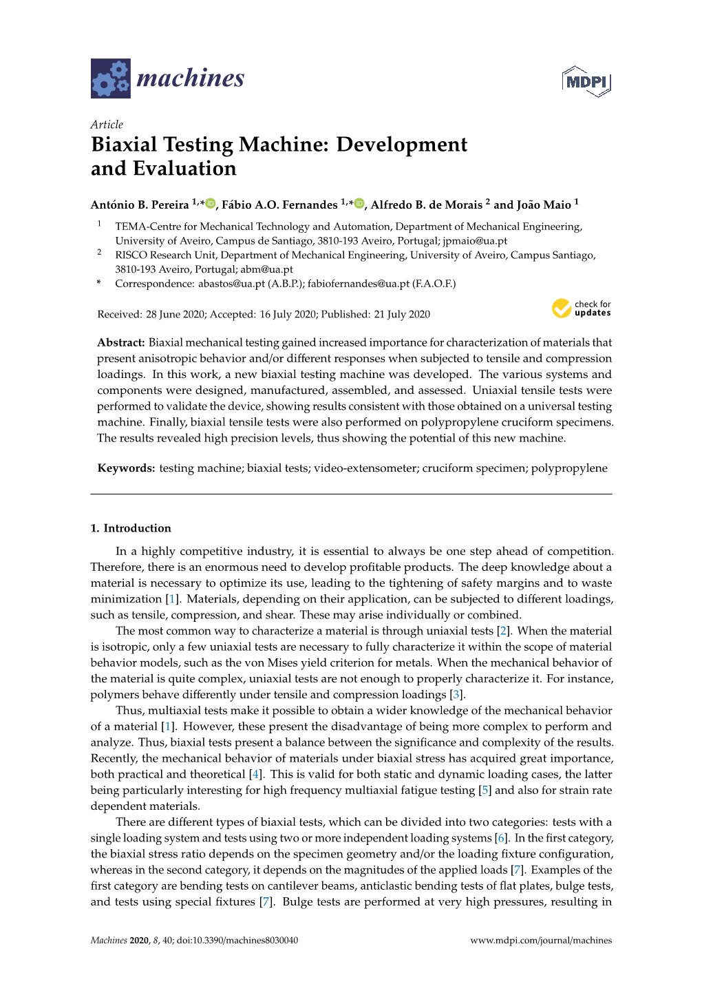 Biaxial Testing Machine: Development and Evaluation