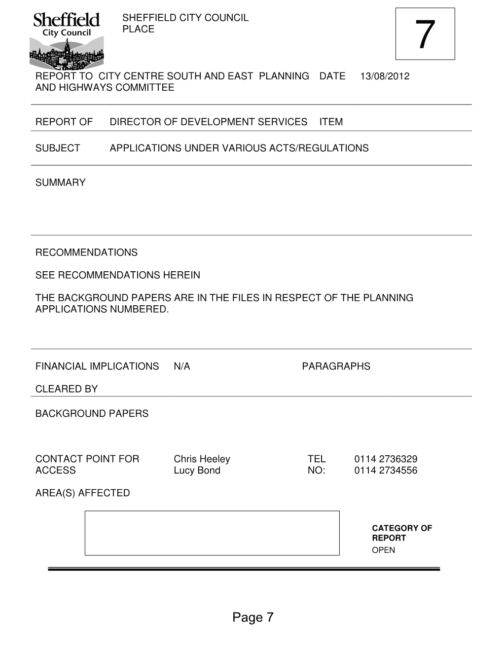 Planning Applications , Item 7. PDF 2 MB