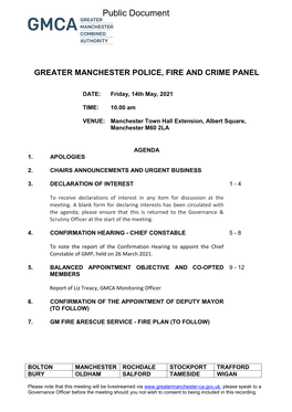 Greater Manchester Police, Fire and Crime Panel