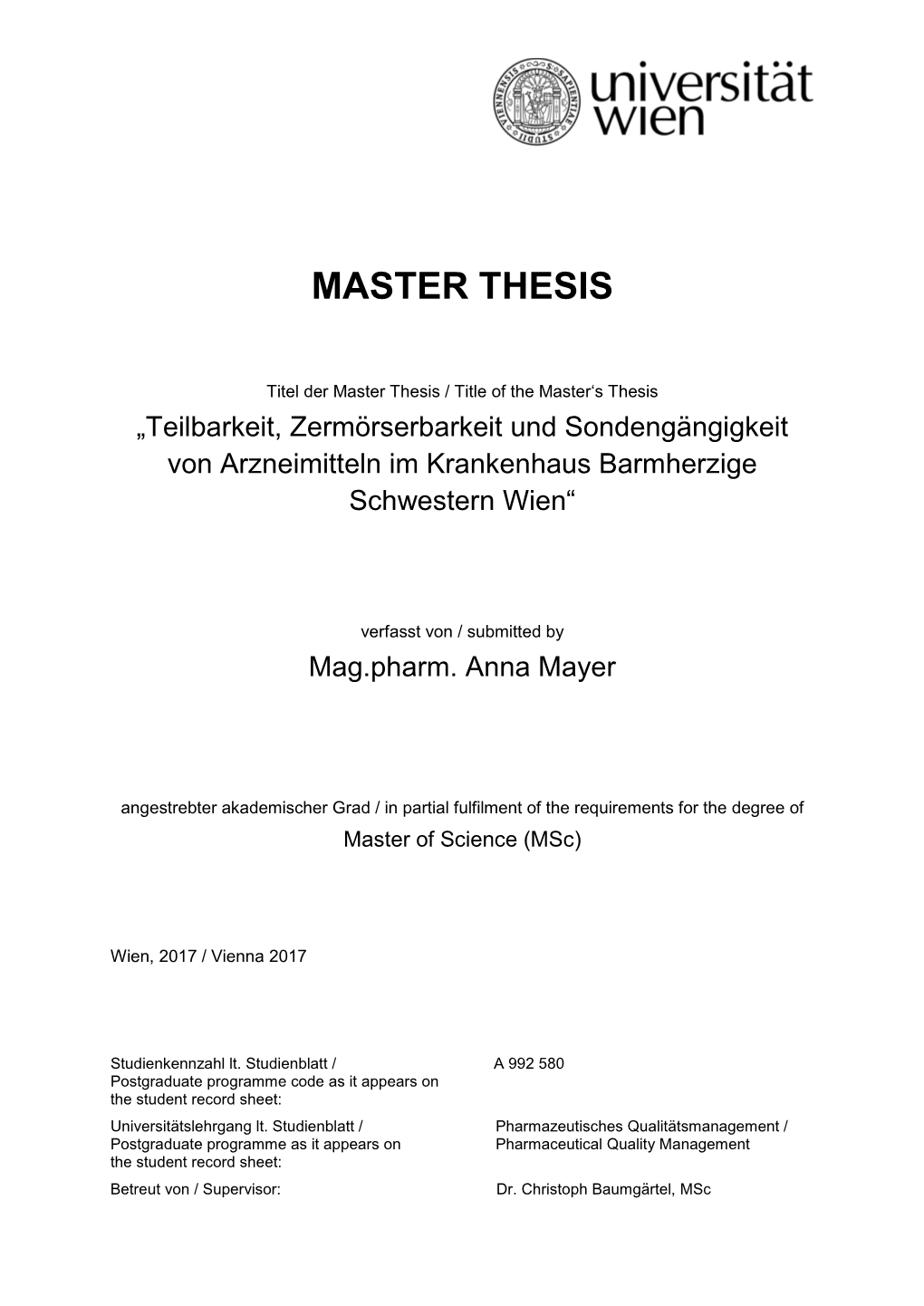 Master Thesis