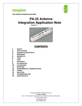 PA-25 Antenna Integration Application Note Version 2