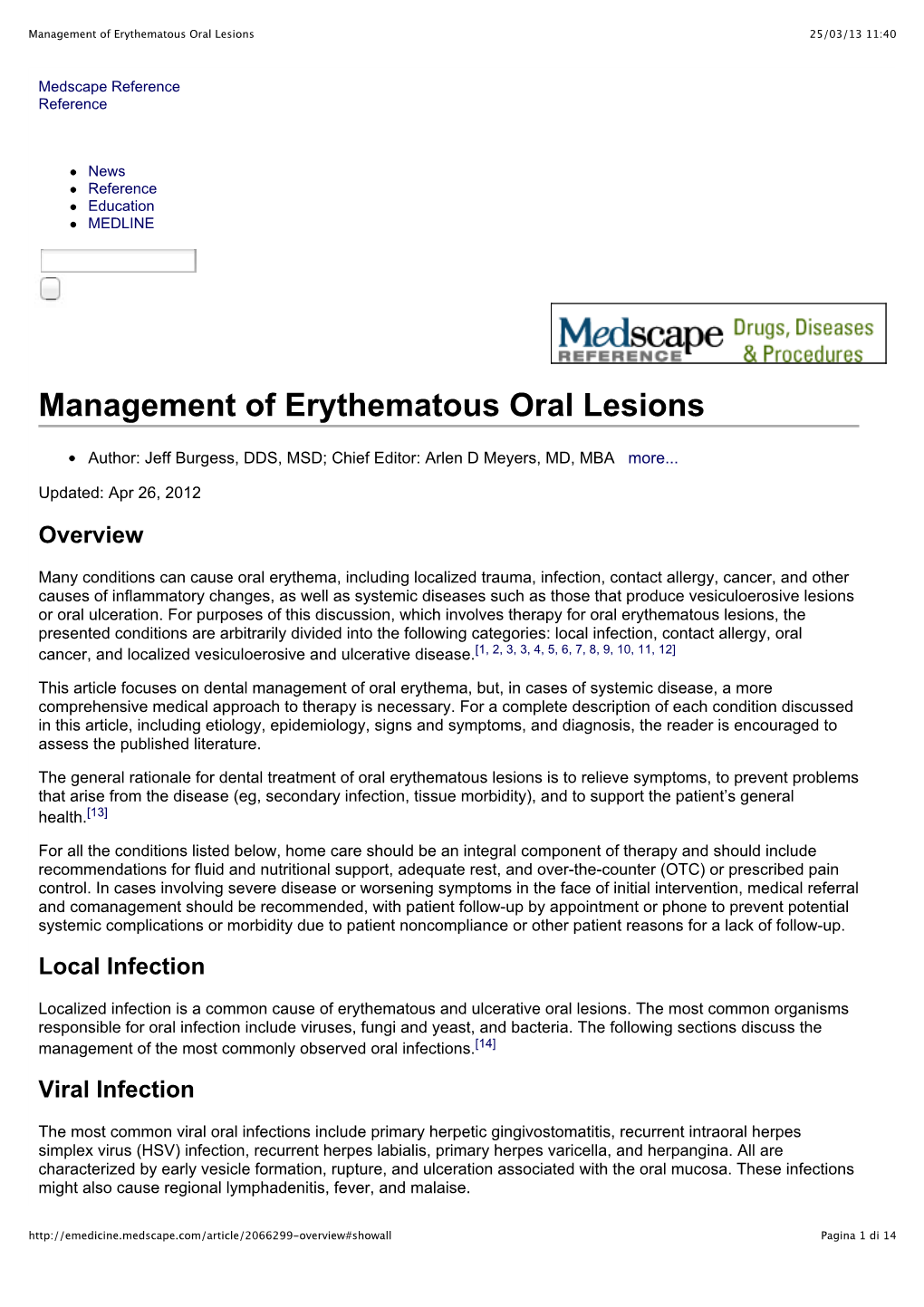 Management of Erythematous Oral Lesions 25/03/13 11:40