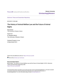 The History of Animal Welfare Law and the Future of Animal Rights