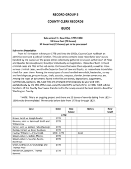 Record Group 5 County Clerk Records Guide
