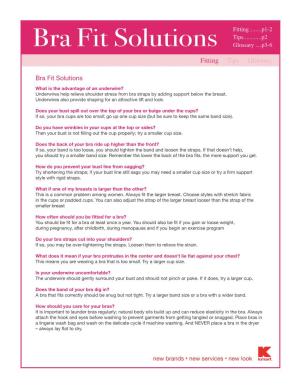 Bra Fit Solutions Glossary.....P3-6 Fitting Tips Glossary