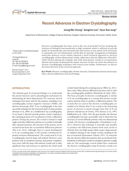 Recent Advances in Electron Crystallography