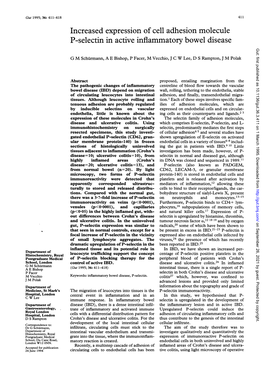 Increased Expression of Cell Adhesion Molecule P-Selectin in Active Inflammatory Bowel Disease Gut: First Published As 10.1136/Gut.36.3.411 on 1 March 1995