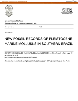 New Fossil Records of Pleistocene Marine Mollusks in Southern Brazil